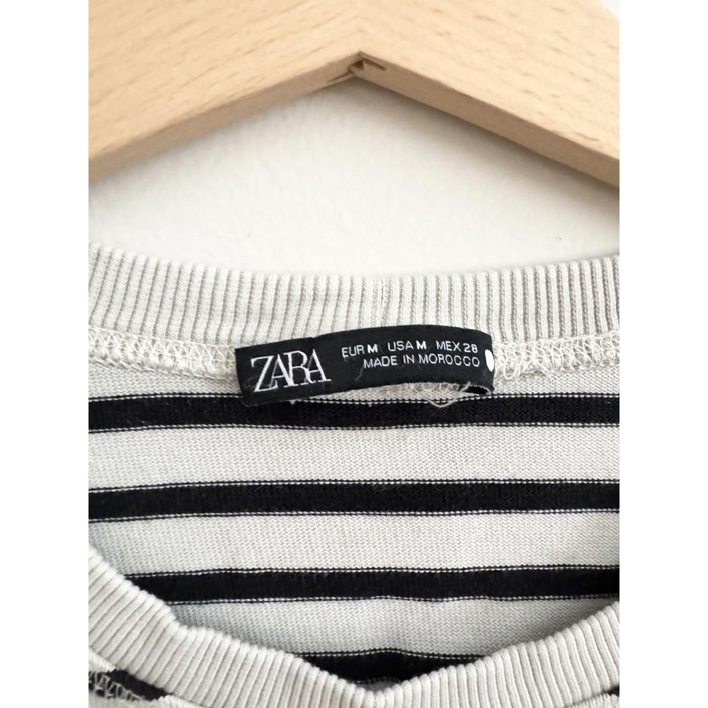ZARA Women Striped Long Sleeve Light Sweatshirt Casual Classic Style Size M - Picture 4 of 5